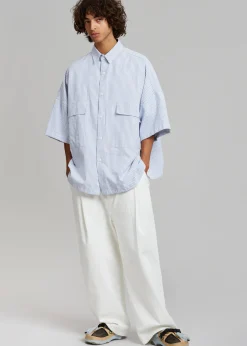 The Frankie Shop Ethan Pocket Shirt Blue Stripe Discount