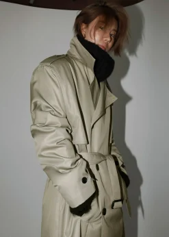 The Frankie Shop Eugene Trench Coat Pale Khaki Best