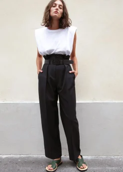 The Frankie Shop Eva Padded Shoulder Muscle T-Shirt White Discount