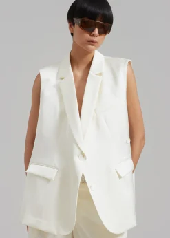 The Frankie Shop Everly Satin Vest Cream Online