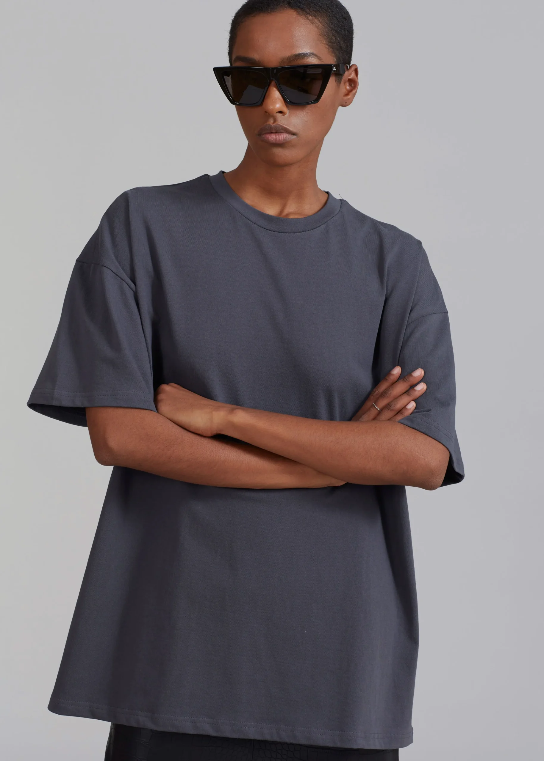 The Frankie Shop Faro Boxy Tee Charcoal Sale