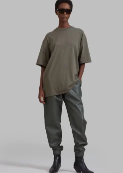 The Frankie Shop Faro Boxy Tee Dark Olive Outlet