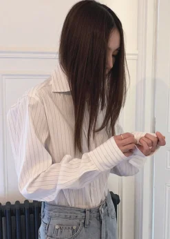 The Frankie Shop Flor Silky Shirt Pink Stripe Clearance