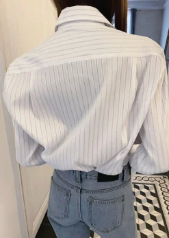 The Frankie Shop Flor Silky Shirt Pink Stripe Clearance