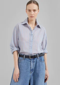 The Frankie Shop Florence Stripe Shirt Blue Combo Online