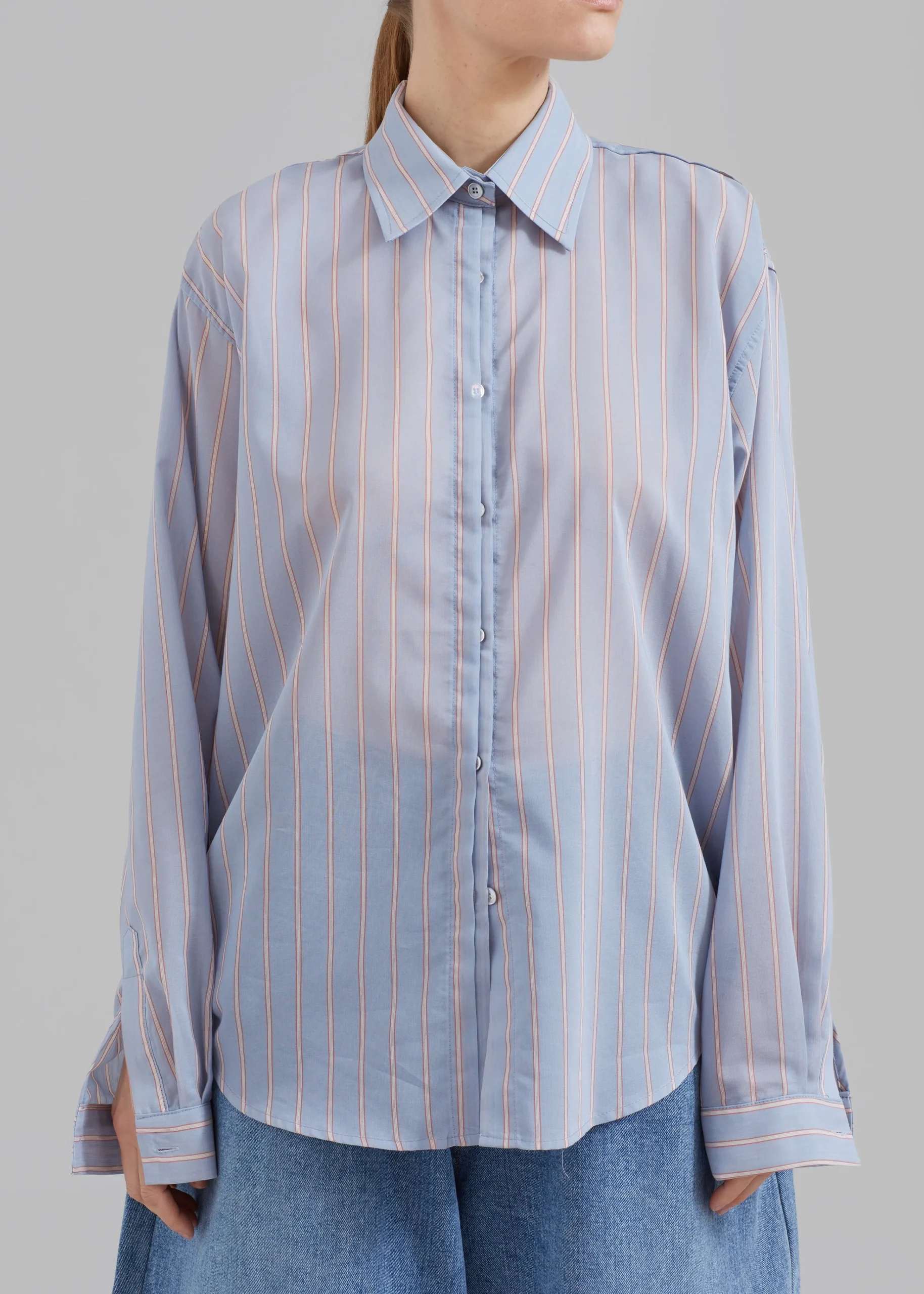 The Frankie Shop Florence Stripe Shirt Blue Combo Online
