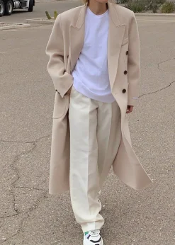 The Frankie Shop Flynn Overcoat Cream Hot