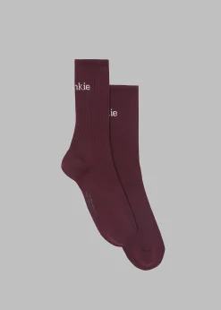 The Frankie Shop Frankie In English Ribbed Socks Bordeaux Online