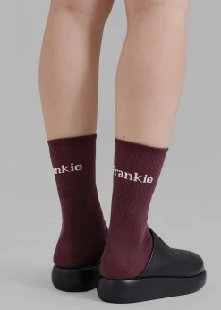 The Frankie Shop Frankie In English Ribbed Socks Bordeaux Online