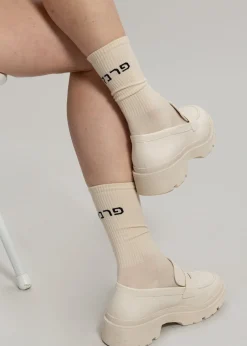 The Frankie Shop Frankie In Hebrew Ribbed Socks Vanilla Outlet