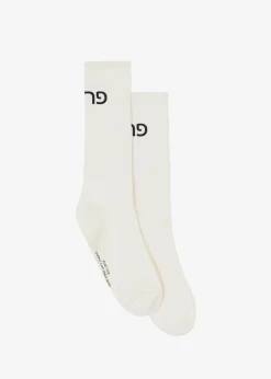 The Frankie Shop Frankie In Hebrew Ribbed Socks Vanilla Outlet