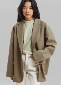 The Frankie Shop Frankie Oversized Boyfriend Blazer Desert Taupe