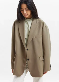 The Frankie Shop Frankie Oversized Boyfriend Blazer Desert Taupe