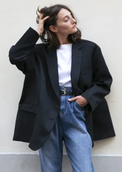The Frankie Shop Frankie Oversized Boyfriend Blazer Black Outlet
