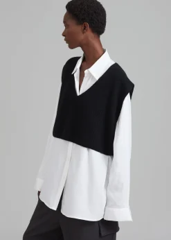 The Frankie Shop Fuji V-Neck Cropped Vest Black Discount