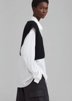 The Frankie Shop Fuji V-Neck Cropped Vest Black Discount