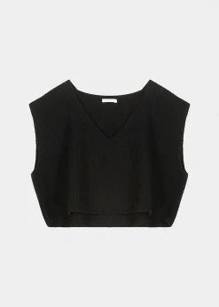 The Frankie Shop Fuji V-Neck Cropped Vest Black Discount