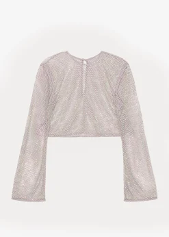 The Frankie Shop Ganni Embellished Mesh Blouse Silver New