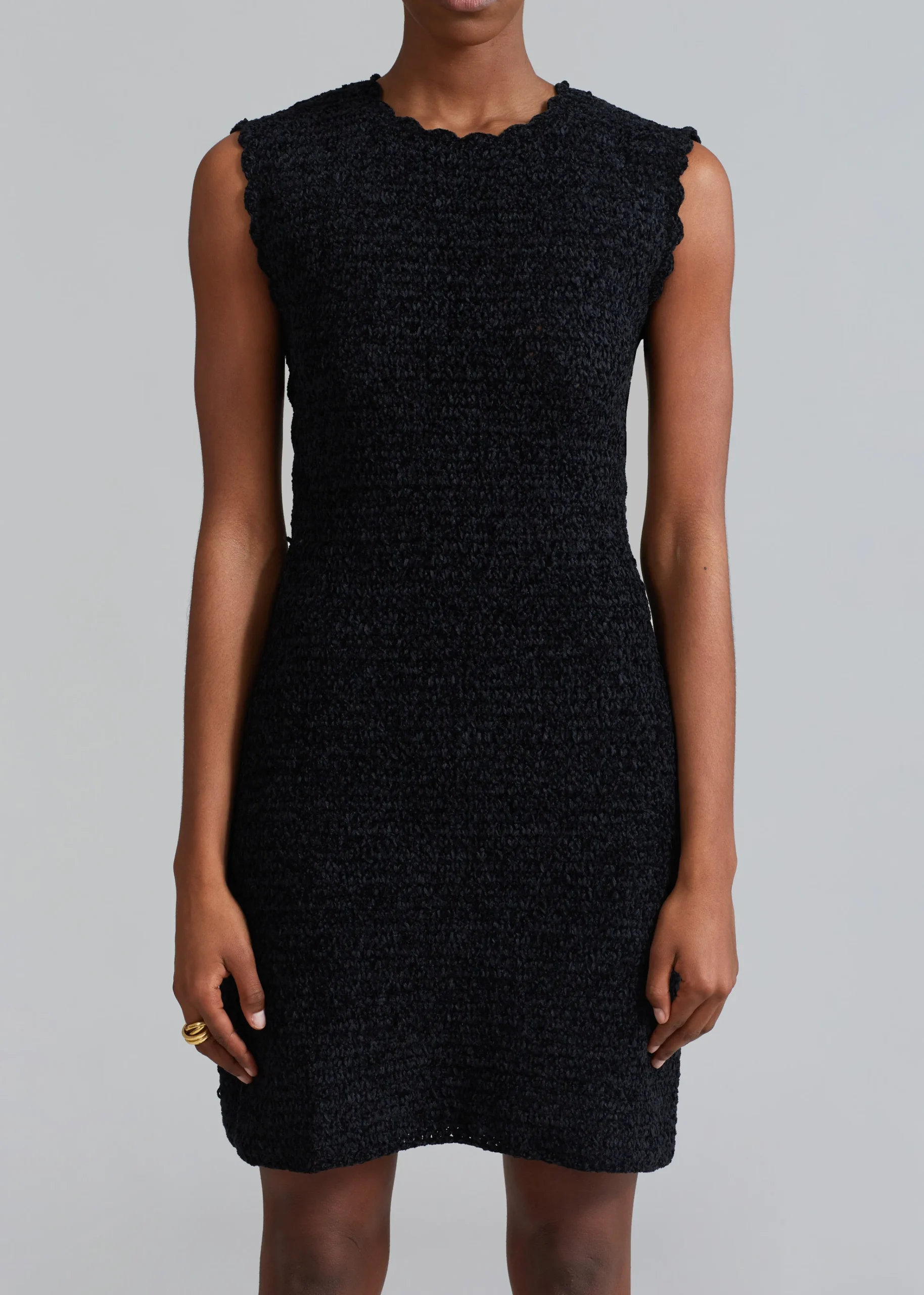 The Frankie Shop Ganni Velvet Crochet Open Back Mini Dress Black New