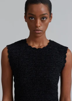 The Frankie Shop Ganni Velvet Crochet Open Back Mini Dress Black New