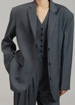 The Frankie Shop Gelso Oversized Blazer Dark Grey Melange Sale