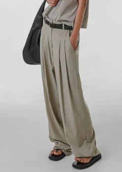 The Frankie Shop Gelso Pleated Trousers Light Taupe Melange Best