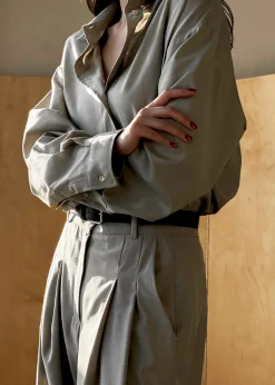 The Frankie Shop Gelso Shirt Light Taupe Melange Online