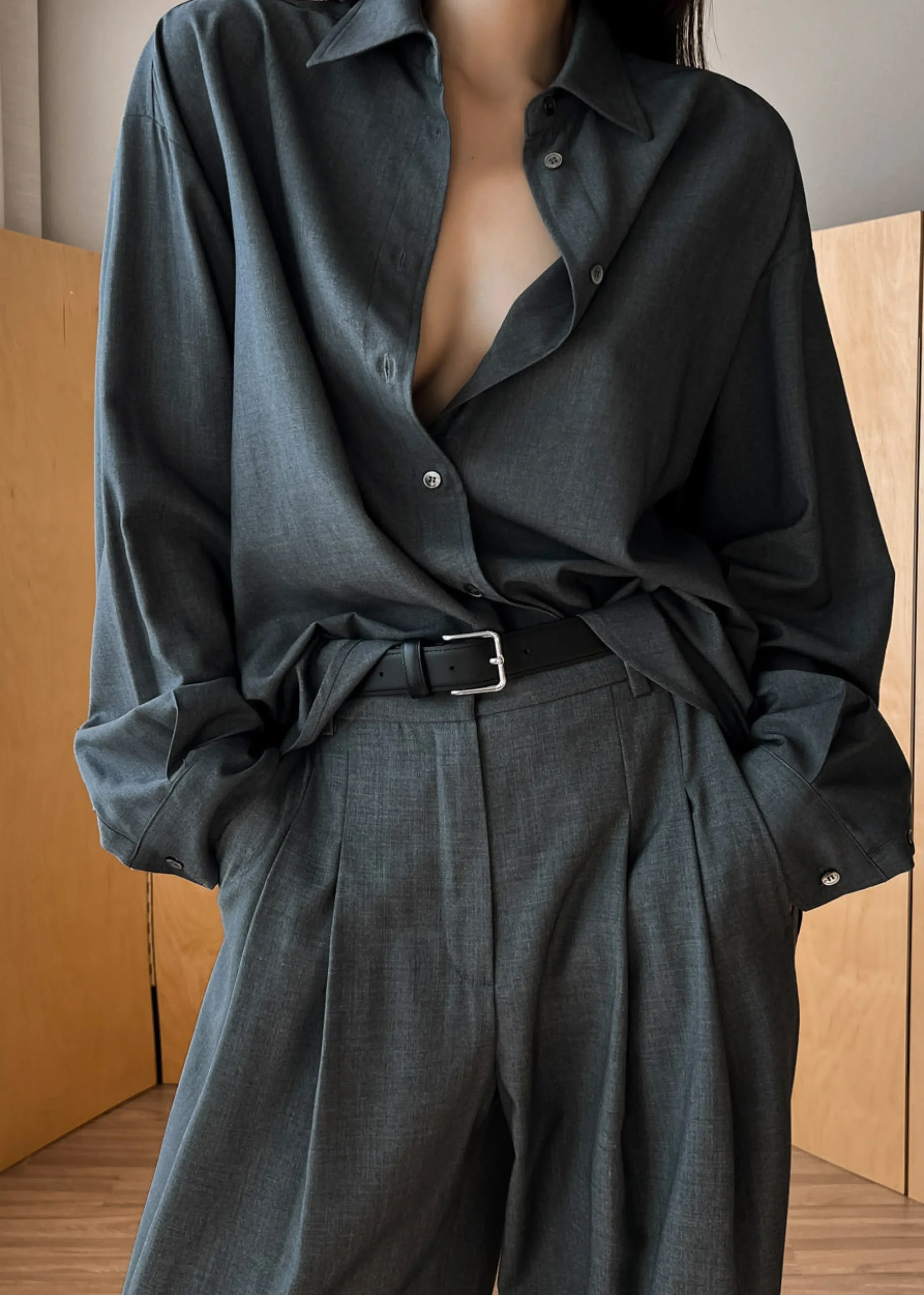 The Frankie Shop Gelso Shirt Dark Grey Melange Online