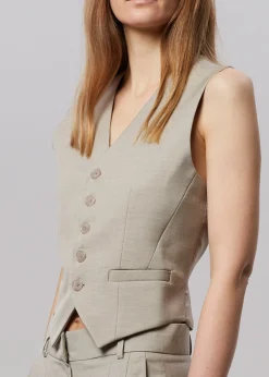 The Frankie Shop Gelso Waistcoat Light Taupe Melange
