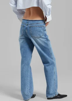 The Frankie Shop Genesis Raw Waist Jeans Worn Wash Clearance