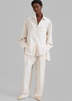 The Frankie Shop Georgia Fluid Shirt Beige Pinstripe Online