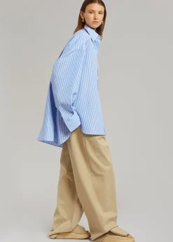 The Frankie Shop Georgia Stripe Shirt White/Light Blue Sale