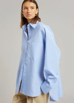 The Frankie Shop Georgia Stripe Shirt White/Light Blue Sale