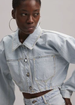 The Frankie Shop Gestuz Caliagz Denim Jacket Light Blue New