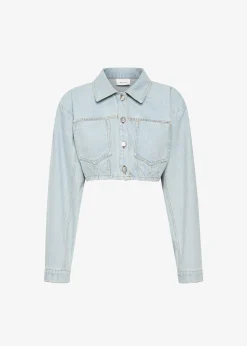 The Frankie Shop Gestuz Caliagz Denim Jacket Light Blue New