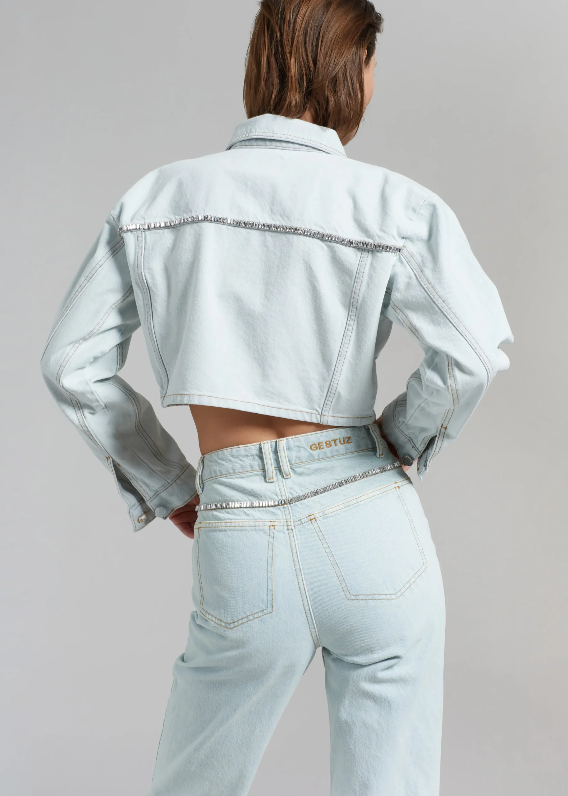The Frankie Shop Gestuz Caliagz Denim Jacket Light Blue New
