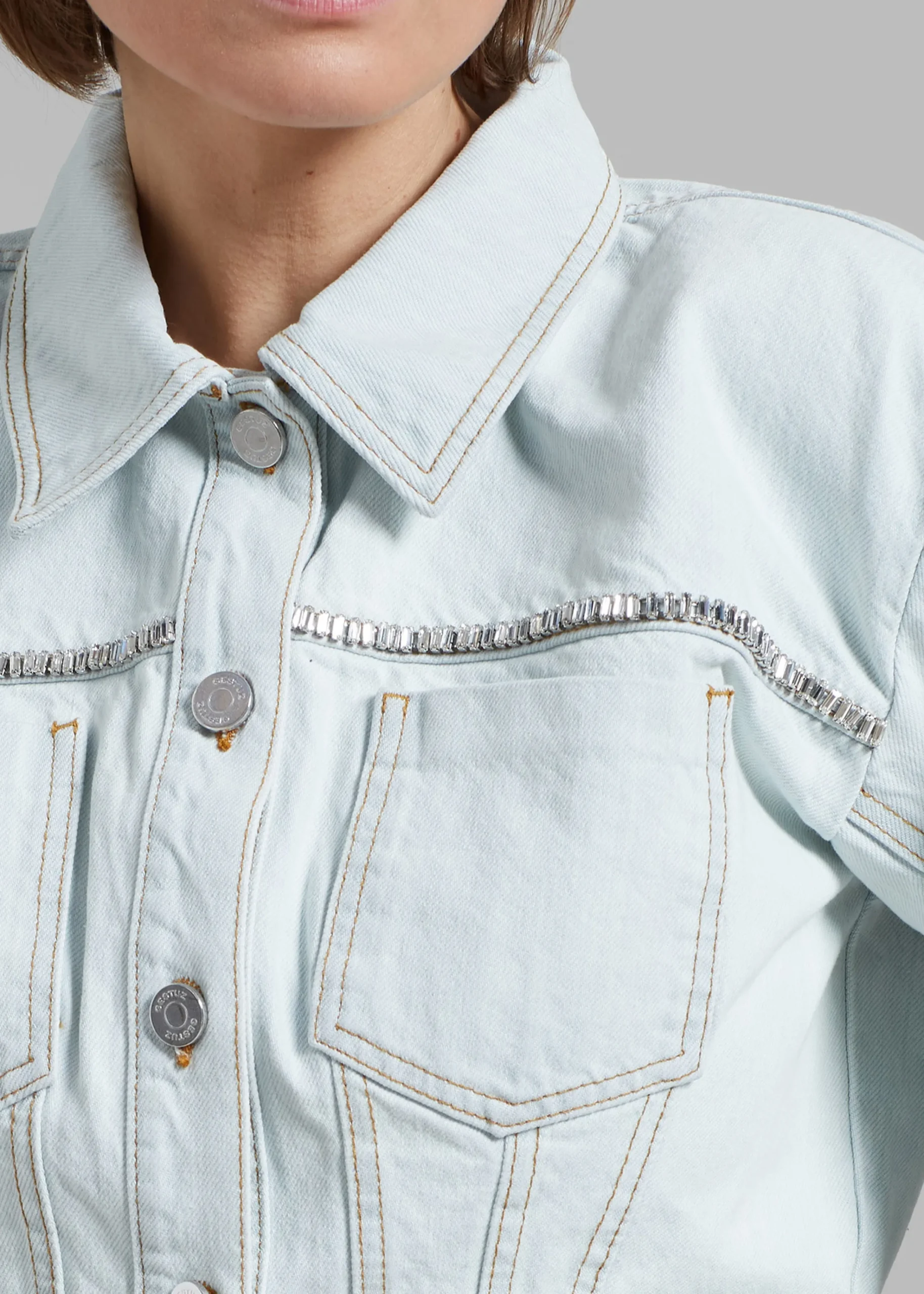 The Frankie Shop Gestuz Caliagz Denim Jacket Light Blue New