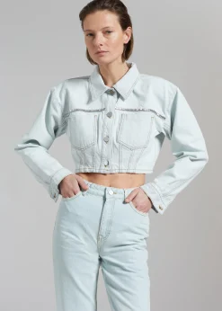 The Frankie Shop Gestuz Caliagz Denim Jacket Light Blue New