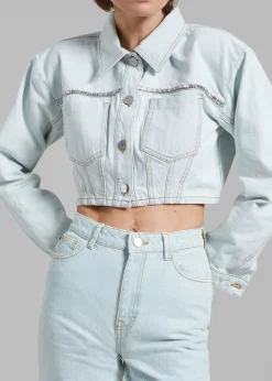 The Frankie Shop Gestuz Caliagz Denim Jacket Light Blue New