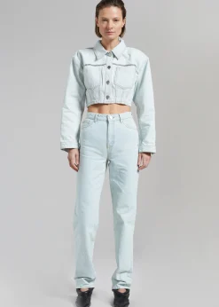 The Frankie Shop Gestuz Caliagz Denim Jacket Light Blue New