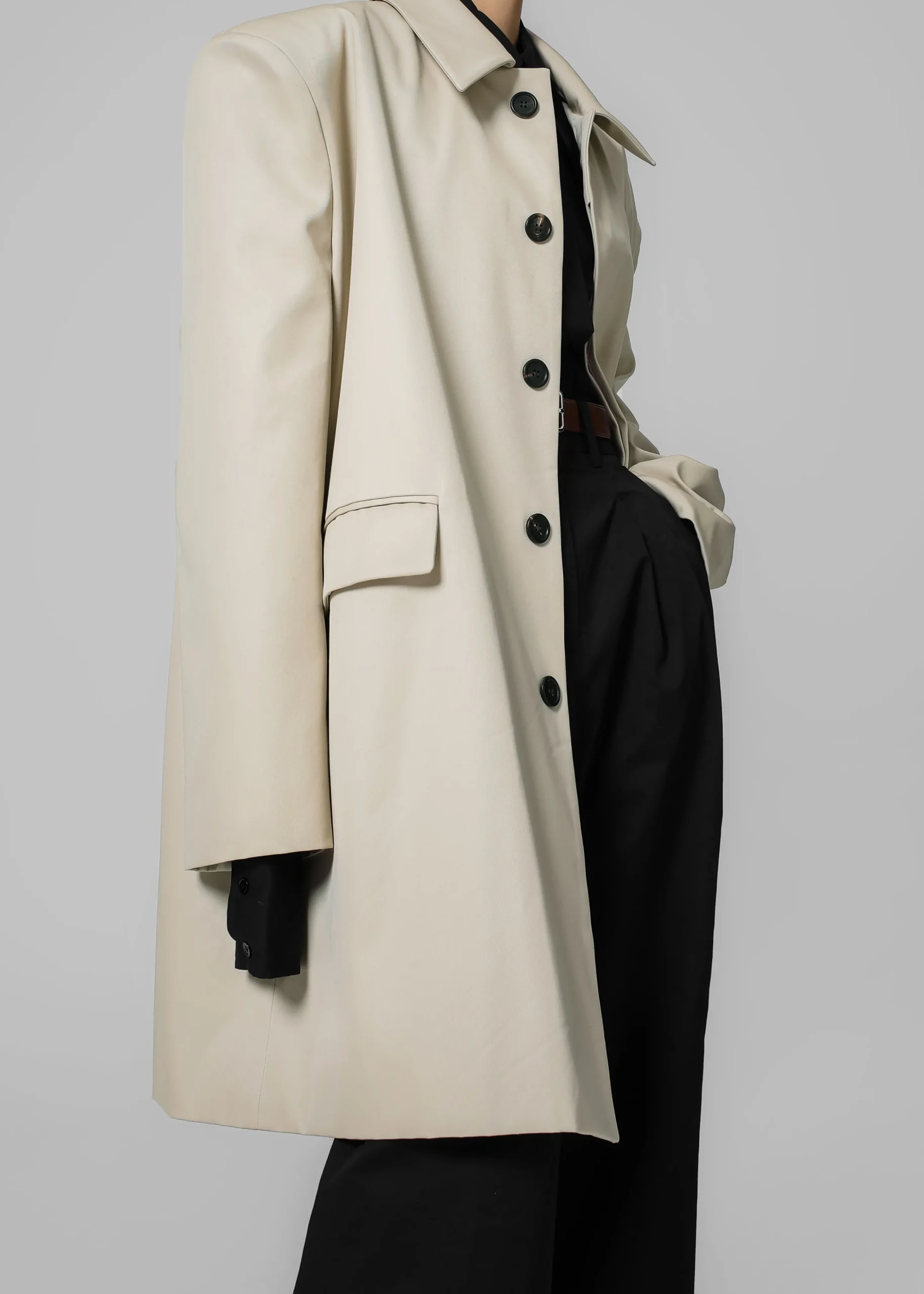 The Frankie Shop Ghent Padded Shoulder Trench Beige Online