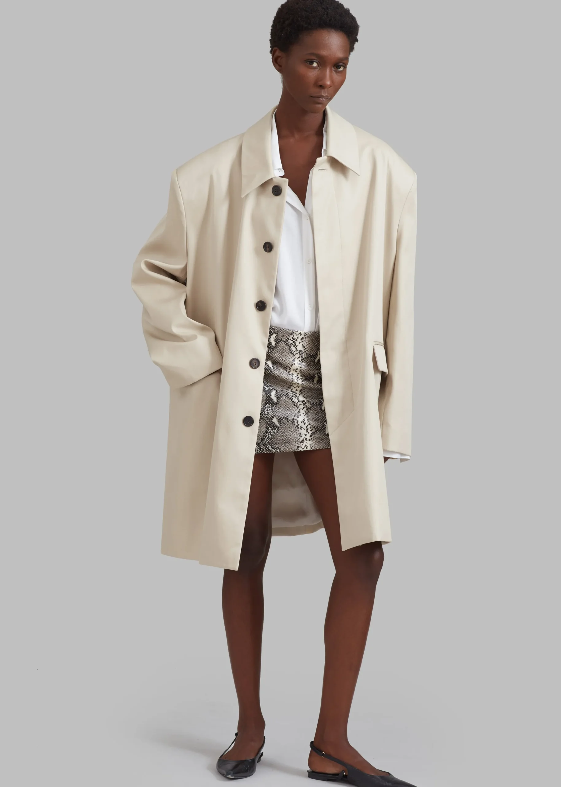 The Frankie Shop Ghent Padded Shoulder Trench Beige Online