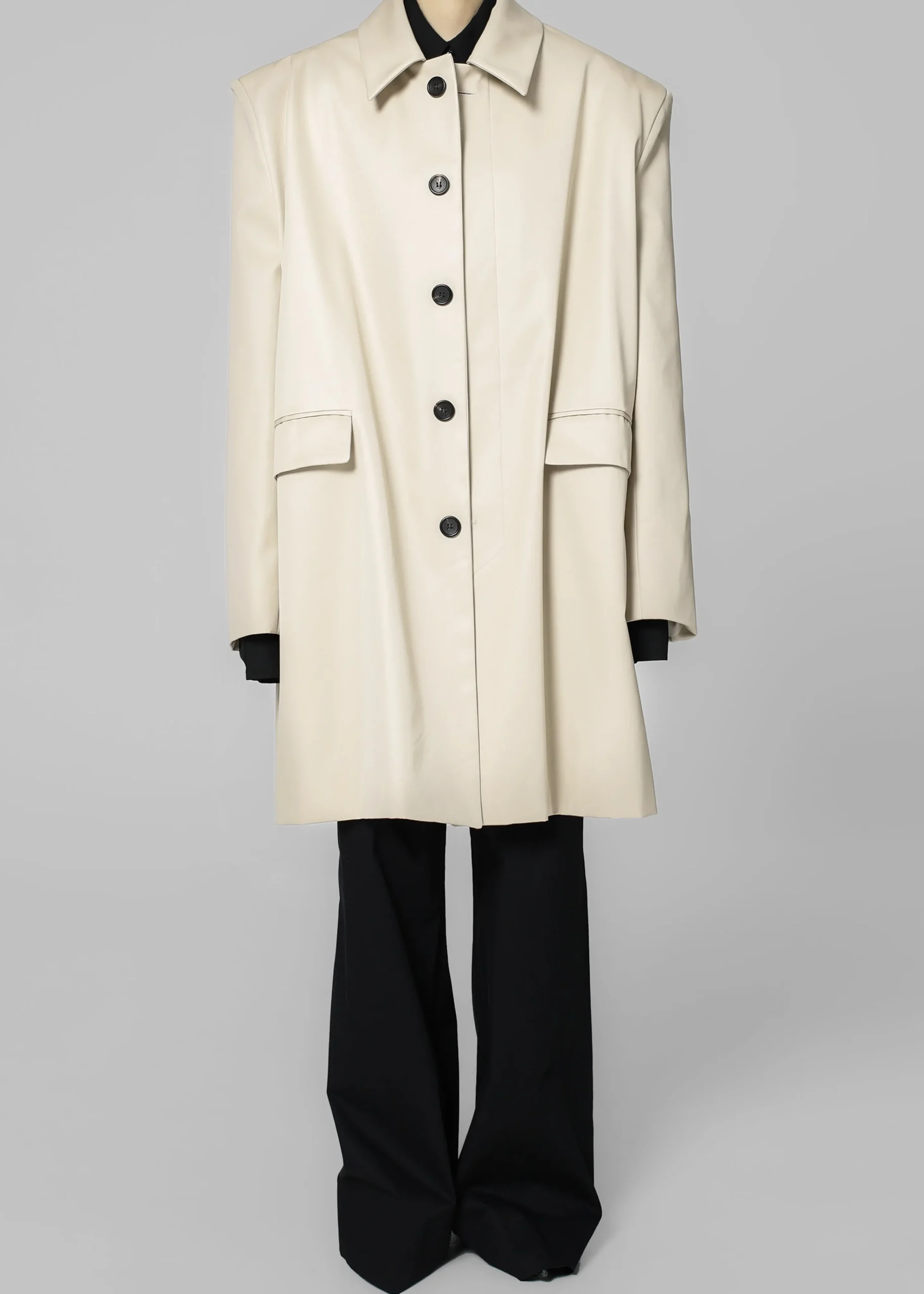 The Frankie Shop Ghent Padded Shoulder Trench Beige Online