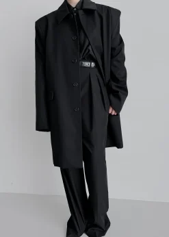 The Frankie Shop Ghent Padded Shoulder Trench Black Clearance
