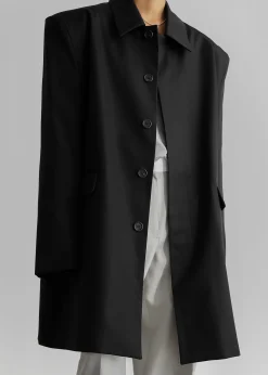 The Frankie Shop Ghent Padded Shoulder Trench Black Clearance