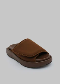 The Frankie Shop Gia Borghini Gia 1 Padded Slides Coffee Brown New