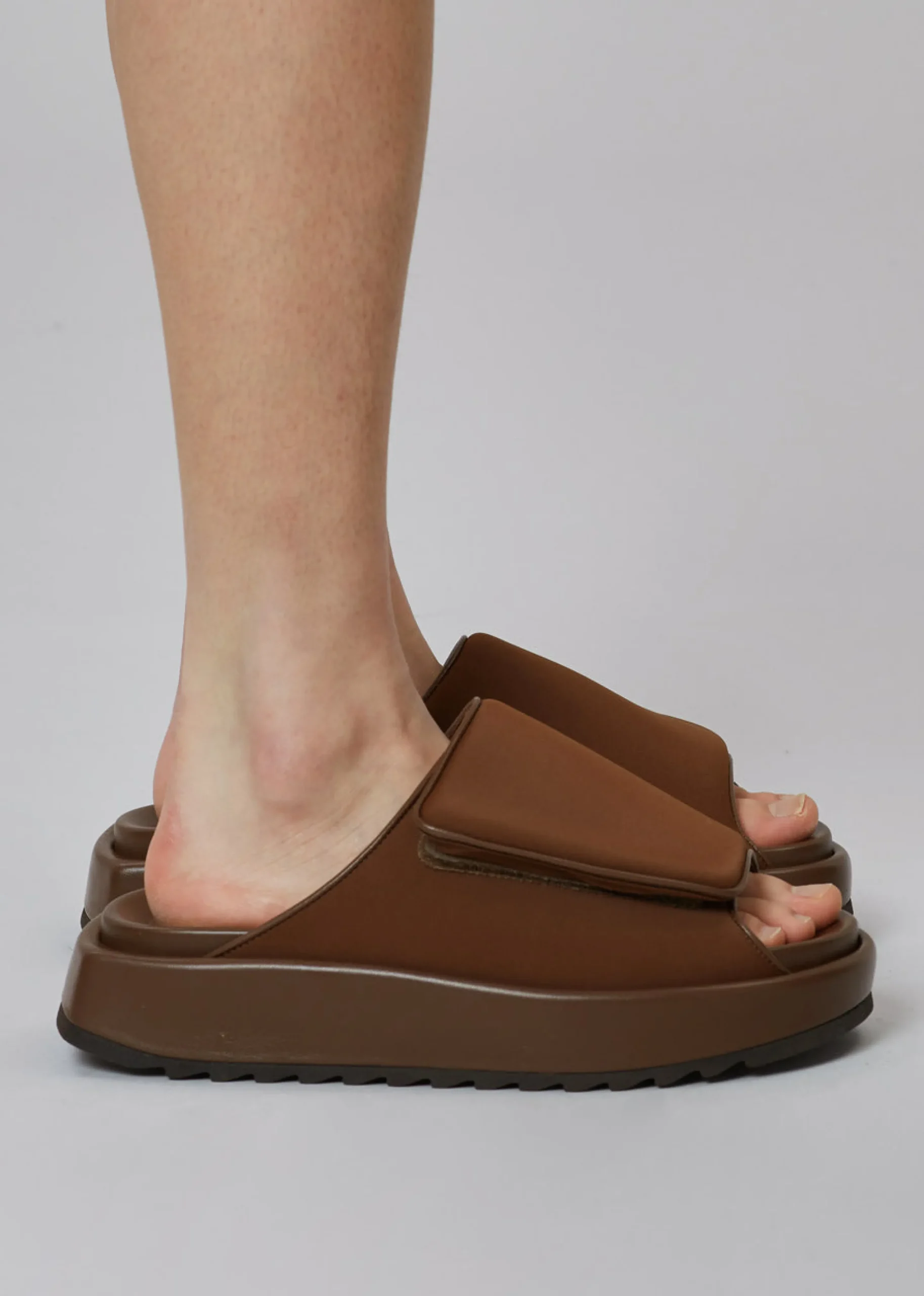 The Frankie Shop Gia Borghini Gia 1 Padded Slides Coffee Brown New