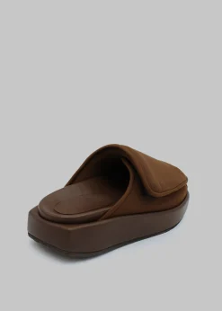 The Frankie Shop Gia Borghini Gia 1 Padded Slides Coffee Brown New