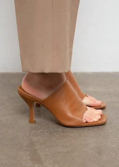 The Frankie Shop Gia X Pernille Teisbaek Leather Mule Sandal Brown Clearance
