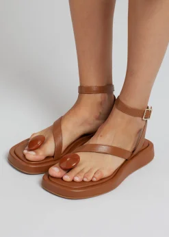 The Frankie Shop Gia X Rhw Rosie Flat Wrap Sandal Brown Clearance